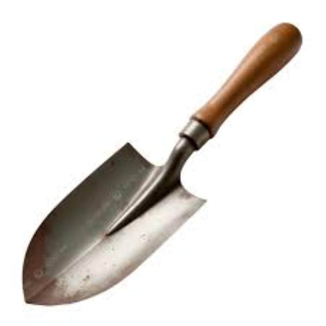 PMS GARDEN TROWEL WOOD HANDLE W HANG TAG
